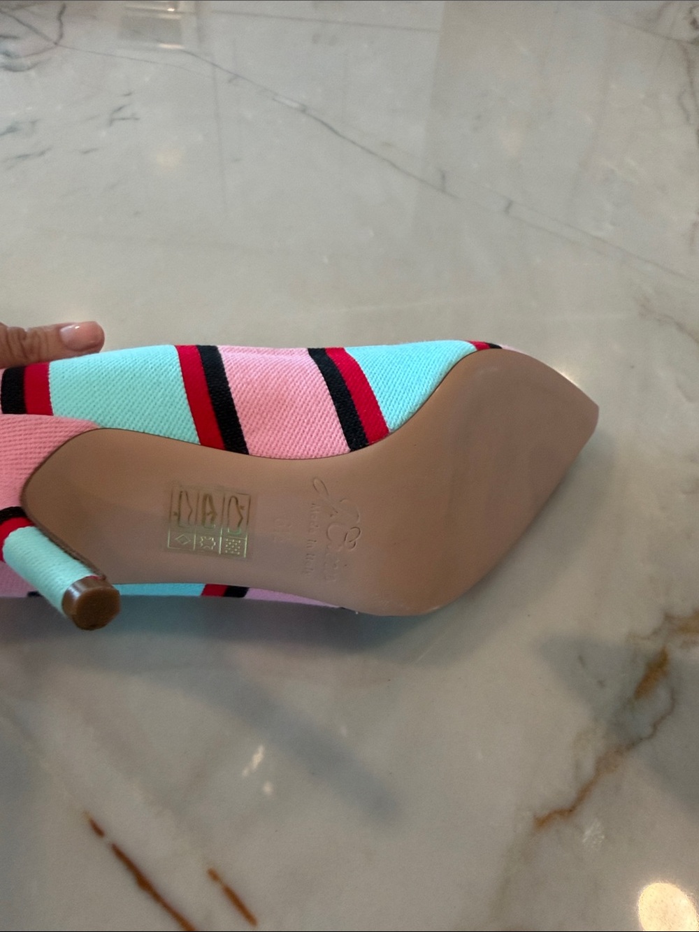 ♥️J. Crew Pink, Aqua & Red Striped Pointed-Toe Pumps…….Super Cute! - Picture 5 of 13
